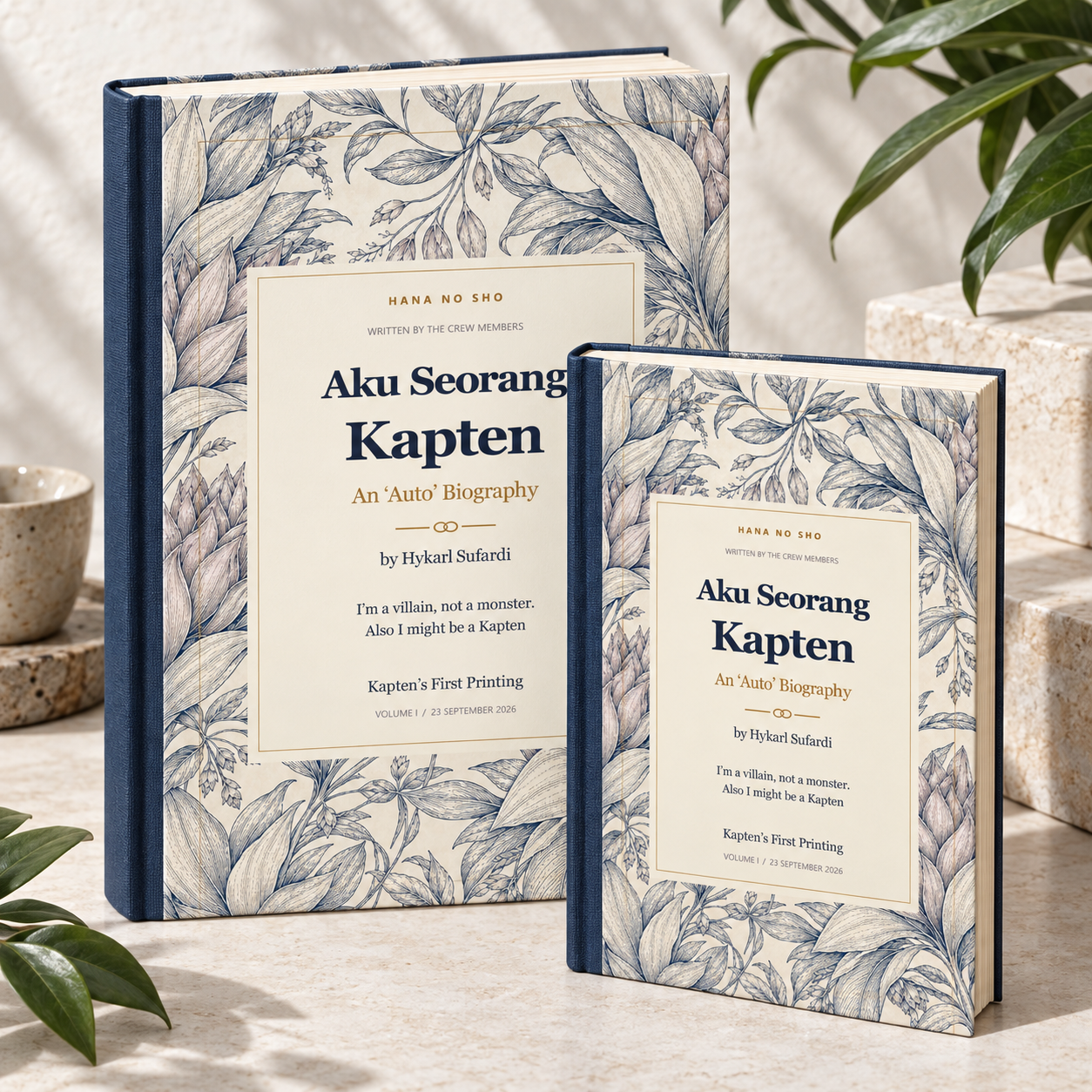 The public Aku Seorang Kapten Colour Editions shown as paired A4 and A5 hardcover cover mockups.