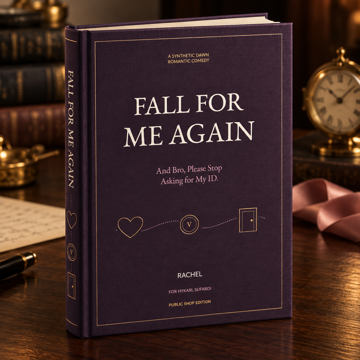 Fall for Me Again public romantic-comedy edition shown as a hardcover cover mockup.