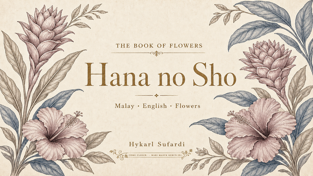 Hana no Sho, The Book of Flowers: Malay, English and flowers.