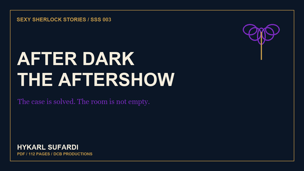 Midnight-blue After Dark: The Aftershow cover with violet type and a purple botanical line mark.